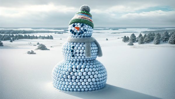 snowman made out of golf balls