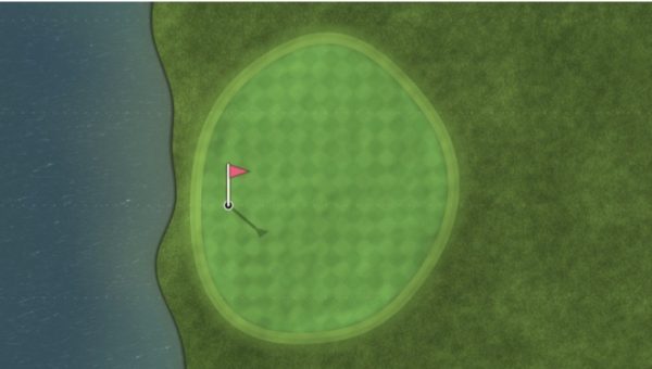 Golf hole, water left